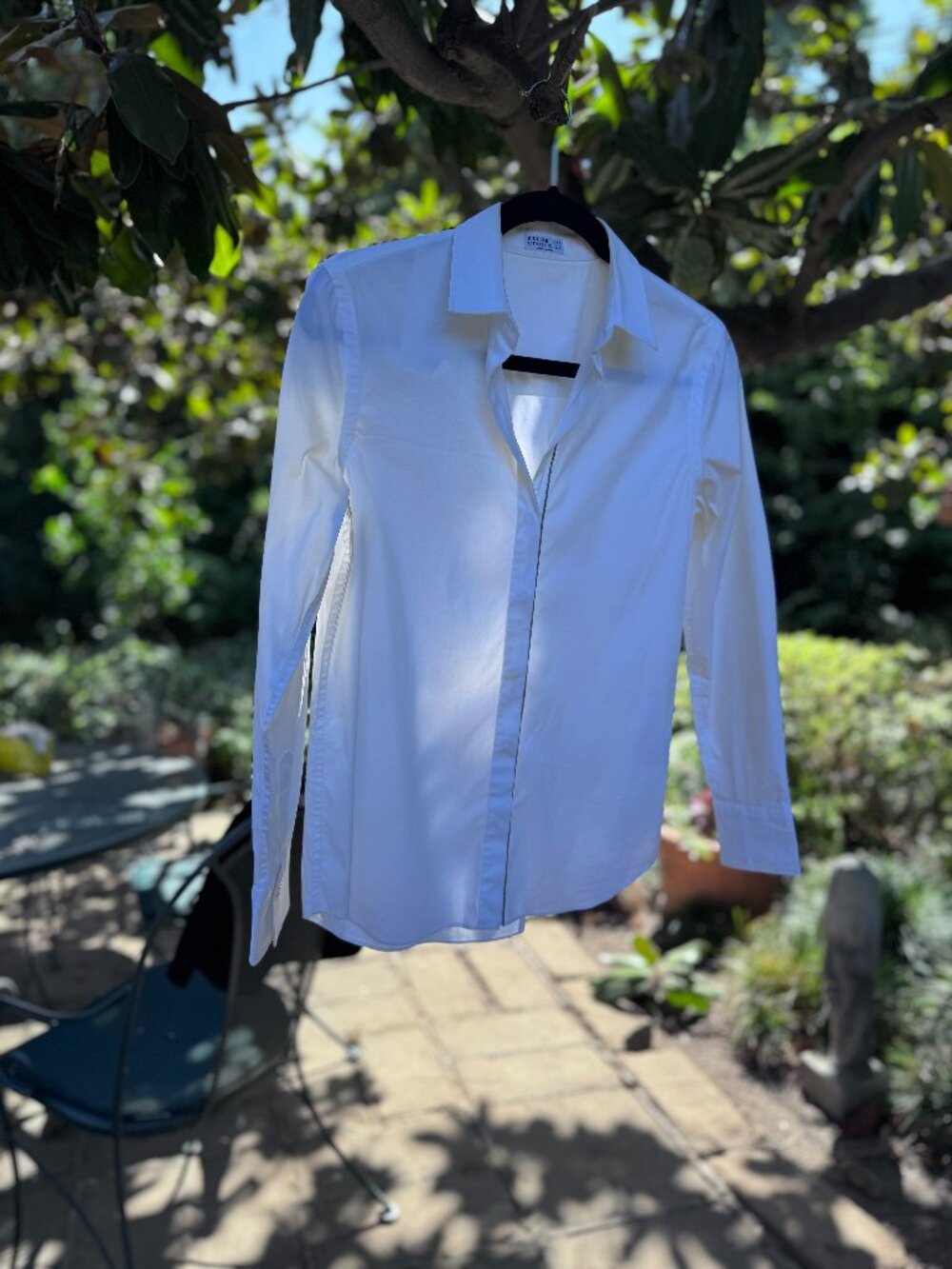 Brunello Cucinelli White Cotton Poplin Monili Button Down Shirt S